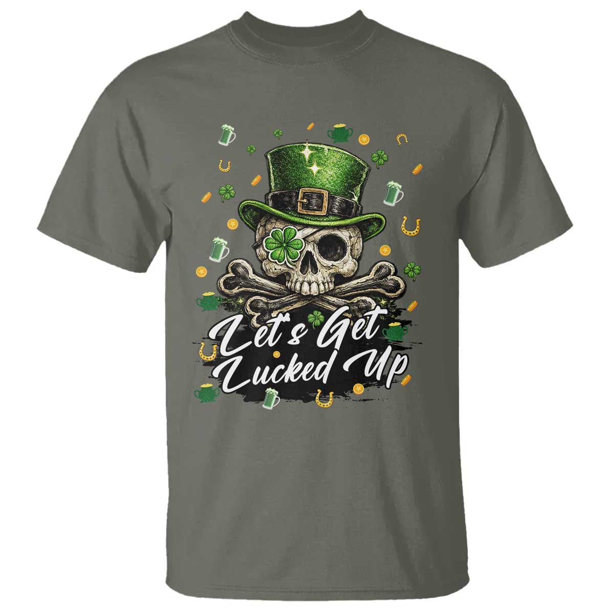 Lets Get Lucked Up T Shirt Lucky Skeleton St Patricks Day