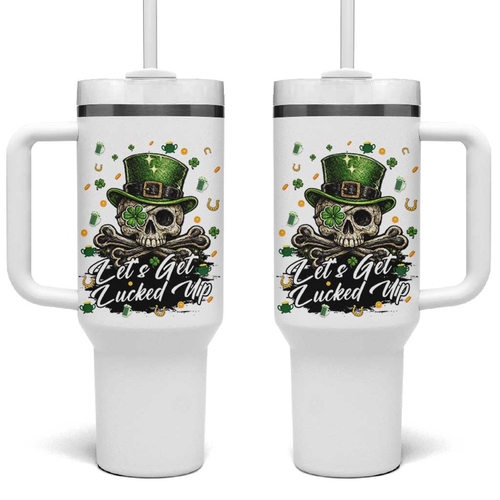 Lets Get Lucked Up Tumbler With Handle Lucky Skeleton St Patricks Day