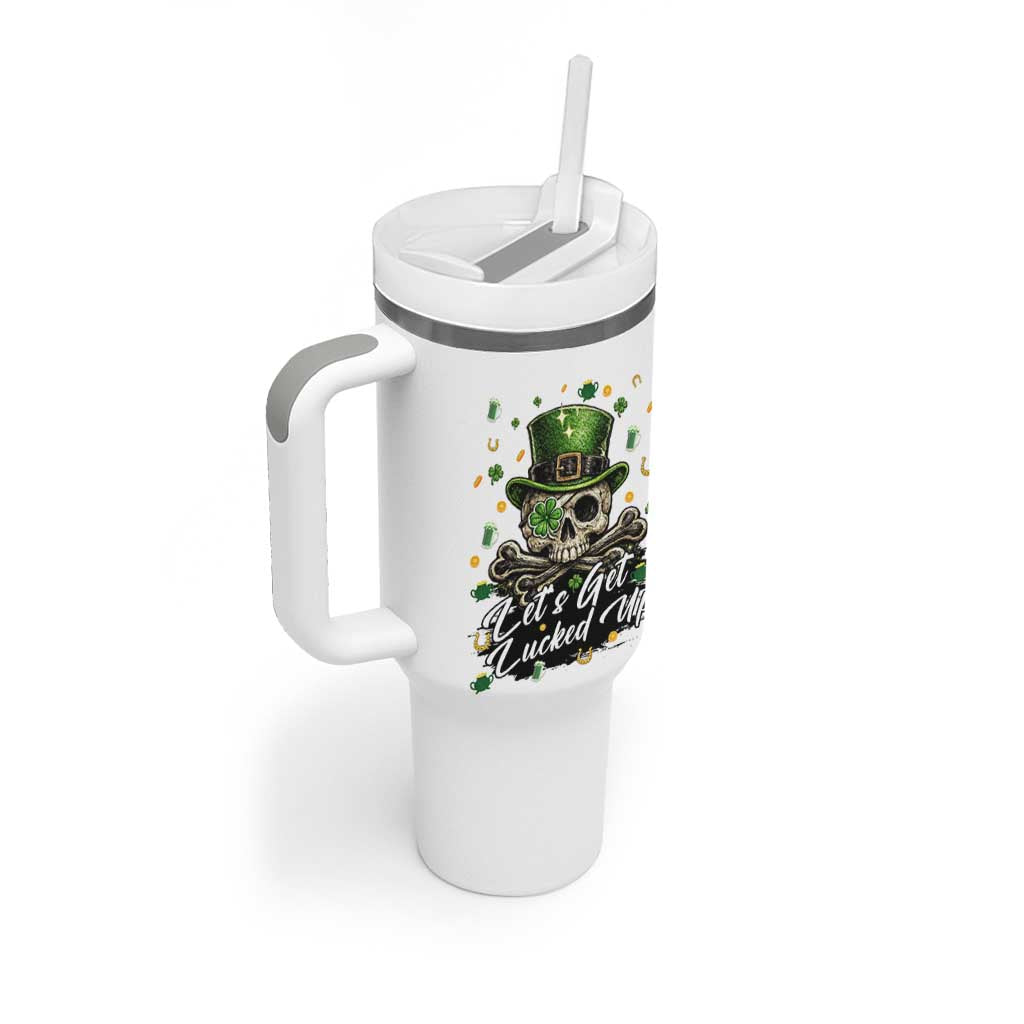 Lets Get Lucked Up Tumbler With Handle Lucky Skeleton St Patricks Day