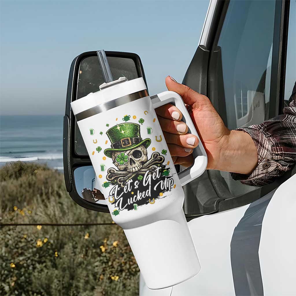 Lets Get Lucked Up Tumbler With Handle Lucky Skeleton St Patricks Day