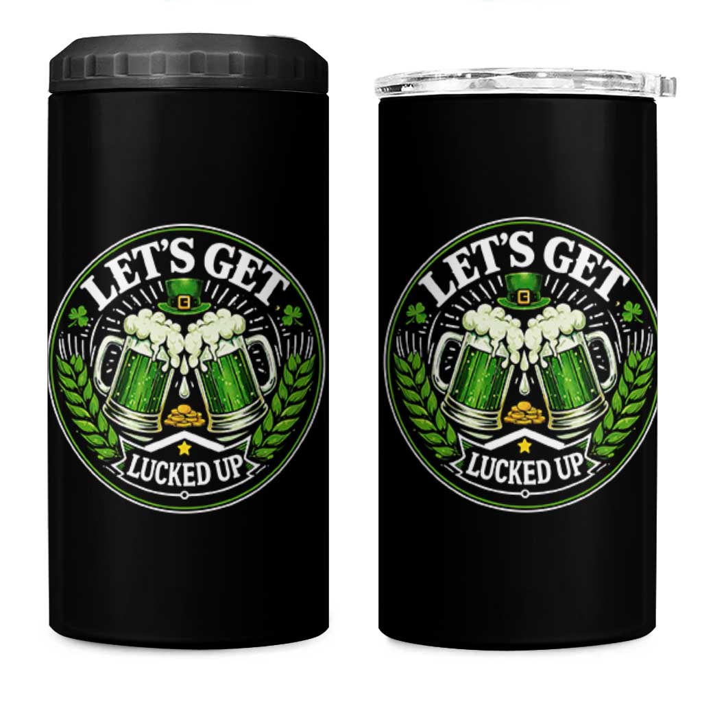 Lets Get Lucked Up 4 in 1 Can Cooler Tumbler Funny Saint Patricks Day Lucky Drinking