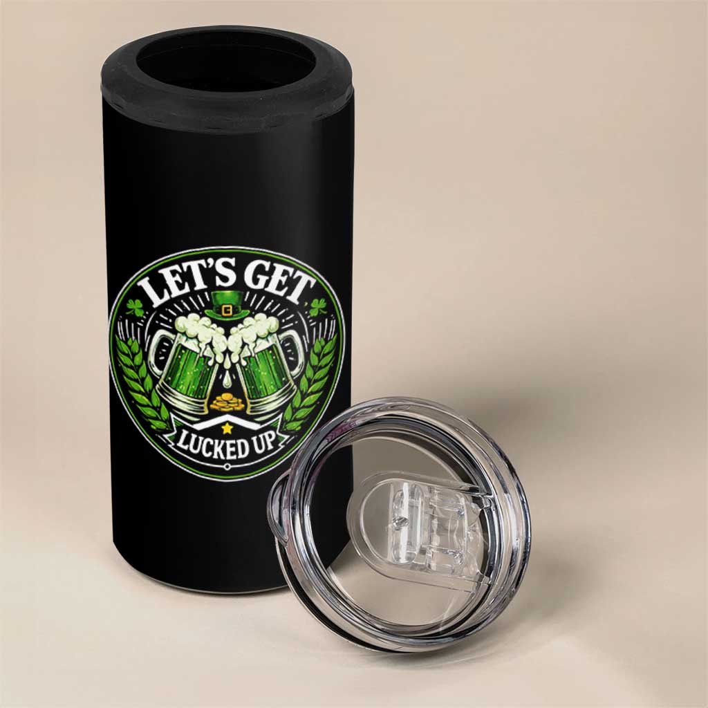Lets Get Lucked Up 4 in 1 Can Cooler Tumbler Funny Saint Patricks Day Lucky Drinking