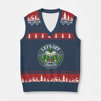 Lets Get Lucked Up V-Neck Knit Sweater Vest Funny Saint Patricks Day Lucky Drinking