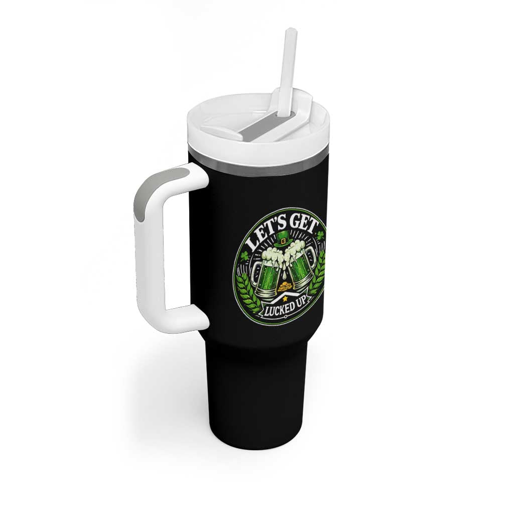 Lets Get Lucked Up Tumbler With Handle Funny Saint Patricks Day Lucky Drinking