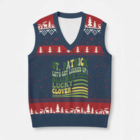 Lets Get Lucked Up V-Neck Knit Sweater Vest Funny St Patricks Day
