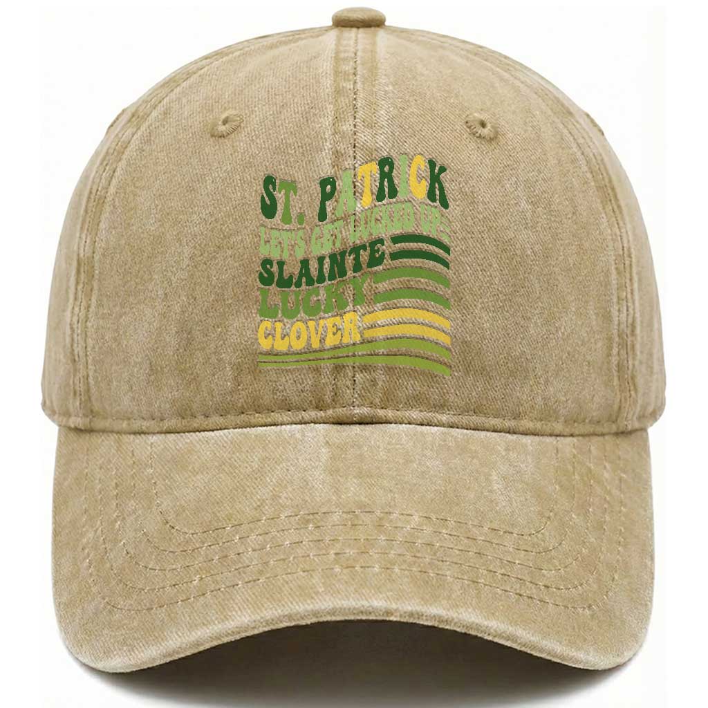 Lets Get Lucked Up Washed Cotton Baseball Cap Funny St Patricks Day