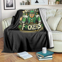 Cheers Fckers Throw Blanket Funny Leprechaun St Patricks Day Party