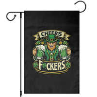 Cheers Fckers Garden Flag Funny Leprechaun St Patricks Day Party
