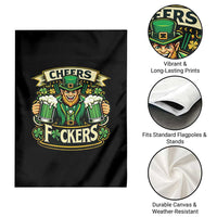 Cheers Fckers Garden Flag Funny Leprechaun St Patricks Day Party