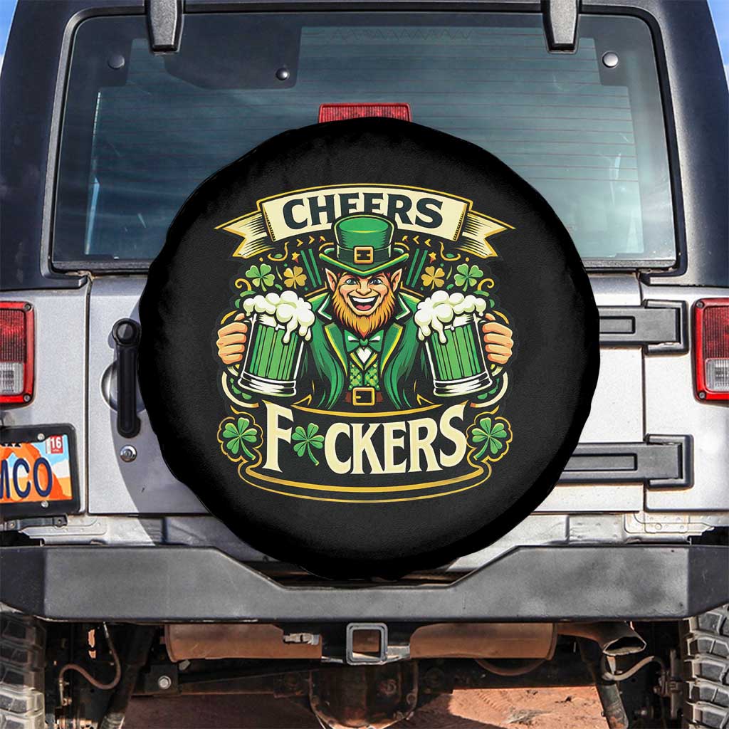 Cheers Fckers Spare Tire Cover Funny Leprechaun St Patricks Day Party