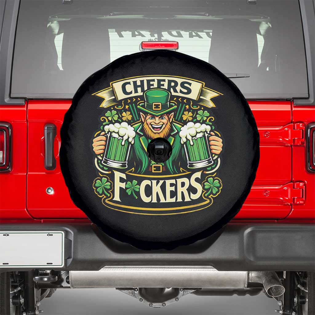 Cheers Fckers Spare Tire Cover Funny Leprechaun St Patricks Day Party