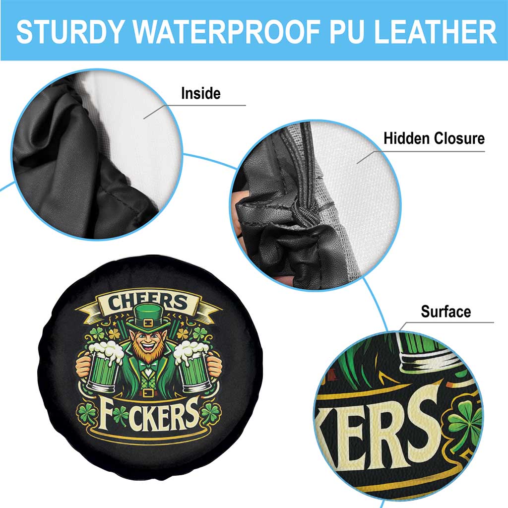 Cheers Fckers Spare Tire Cover Funny Leprechaun St Patricks Day Party