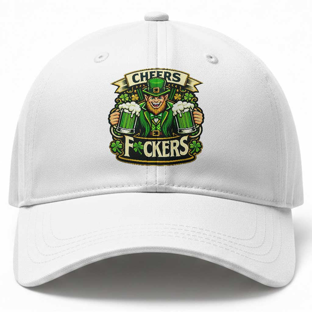 Cheers Fckers Baseball Cap Funny Leprechaun St Patricks Day Party