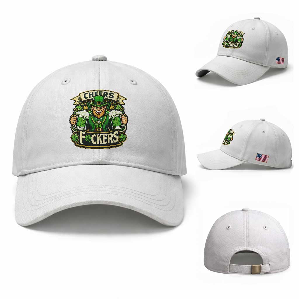 Cheers Fckers Baseball Cap Funny Leprechaun St Patricks Day Party