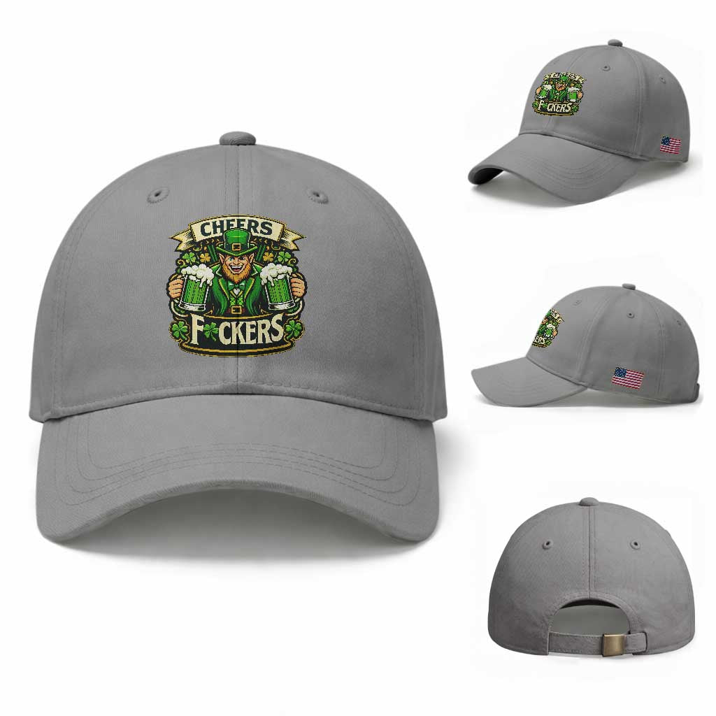 Cheers Fckers Baseball Cap Funny Leprechaun St Patricks Day Party