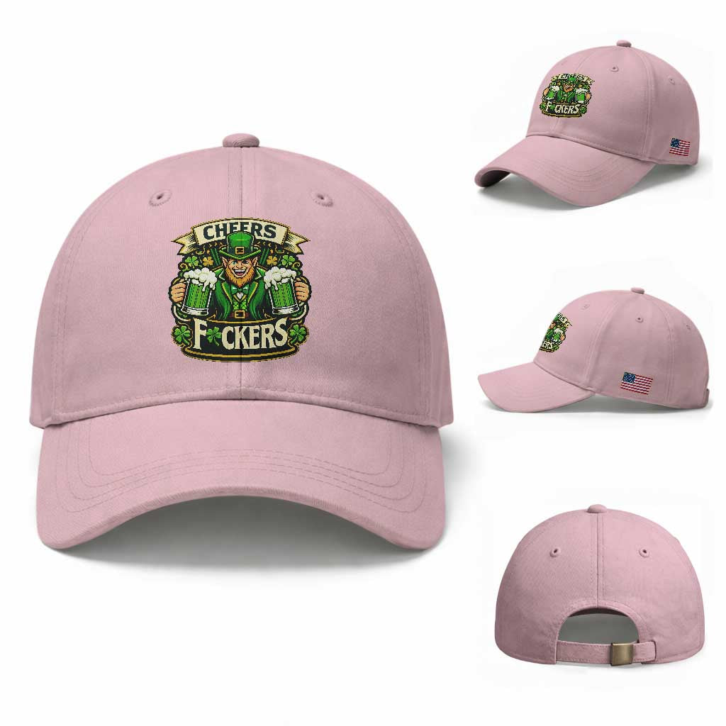 Cheers Fckers Baseball Cap Funny Leprechaun St Patricks Day Party