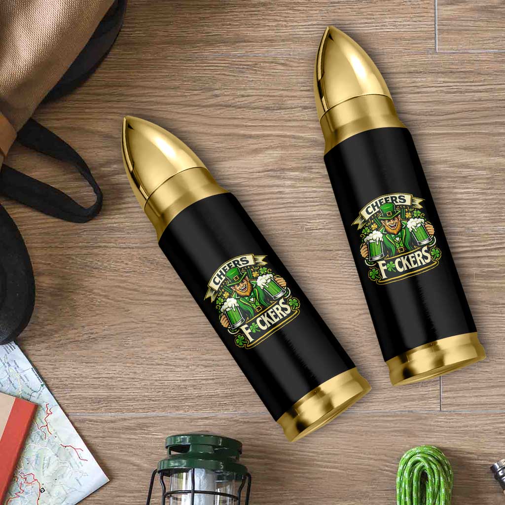 Cheers Fckers Bullet Tumbler Funny Leprechaun St Patricks Day Party