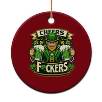 Cheers Fckers Ceramic Ornament Funny Leprechaun St Patricks Day Party