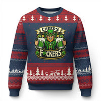 Cheers Fckers Ugly Christmas Sweater Funny Leprechaun St Patricks Day Party