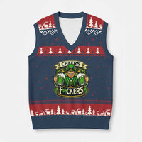 Cheers Fckers V-Neck Knit Sweater Vest Funny Leprechaun St Patricks Day Party
