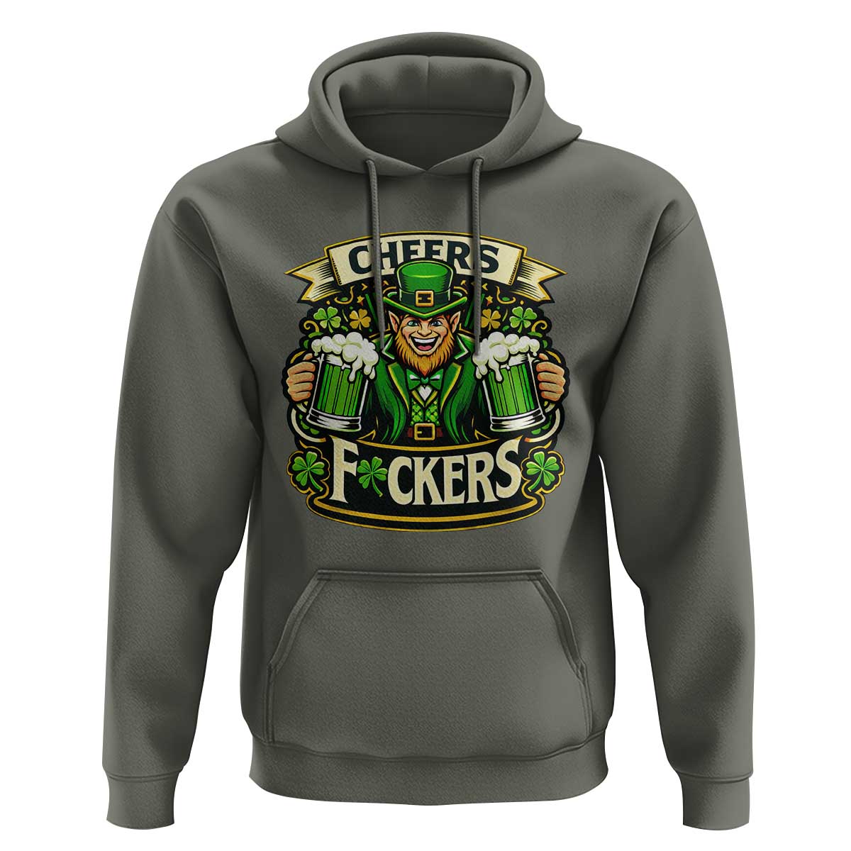 Cheers Fckers Hoodie Funny Leprechaun St Patricks Day Party