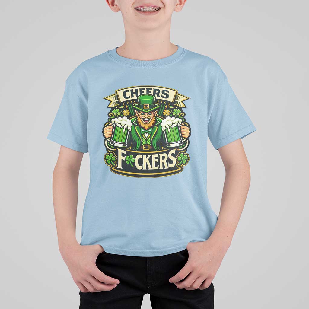 Cheers Fckers T Shirt For Kid Funny Leprechaun St Patricks Day Party