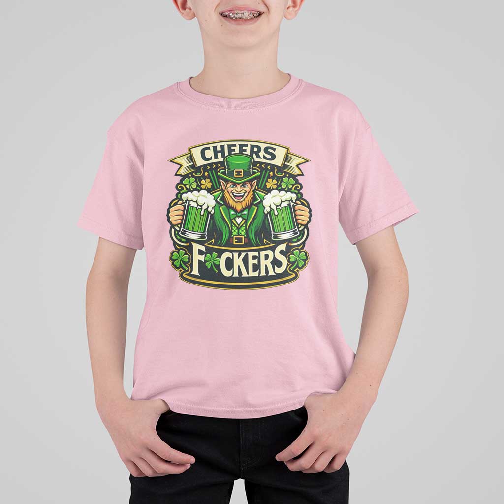 Cheers Fckers T Shirt For Kid Funny Leprechaun St Patricks Day Party