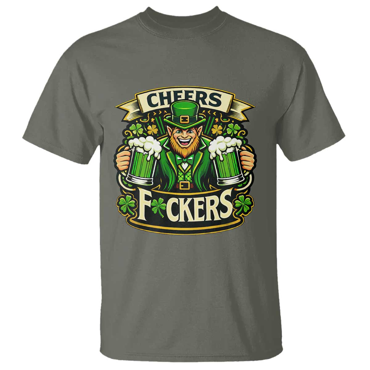 Cheers Fckers T Shirt Funny Leprechaun St Patricks Day Party