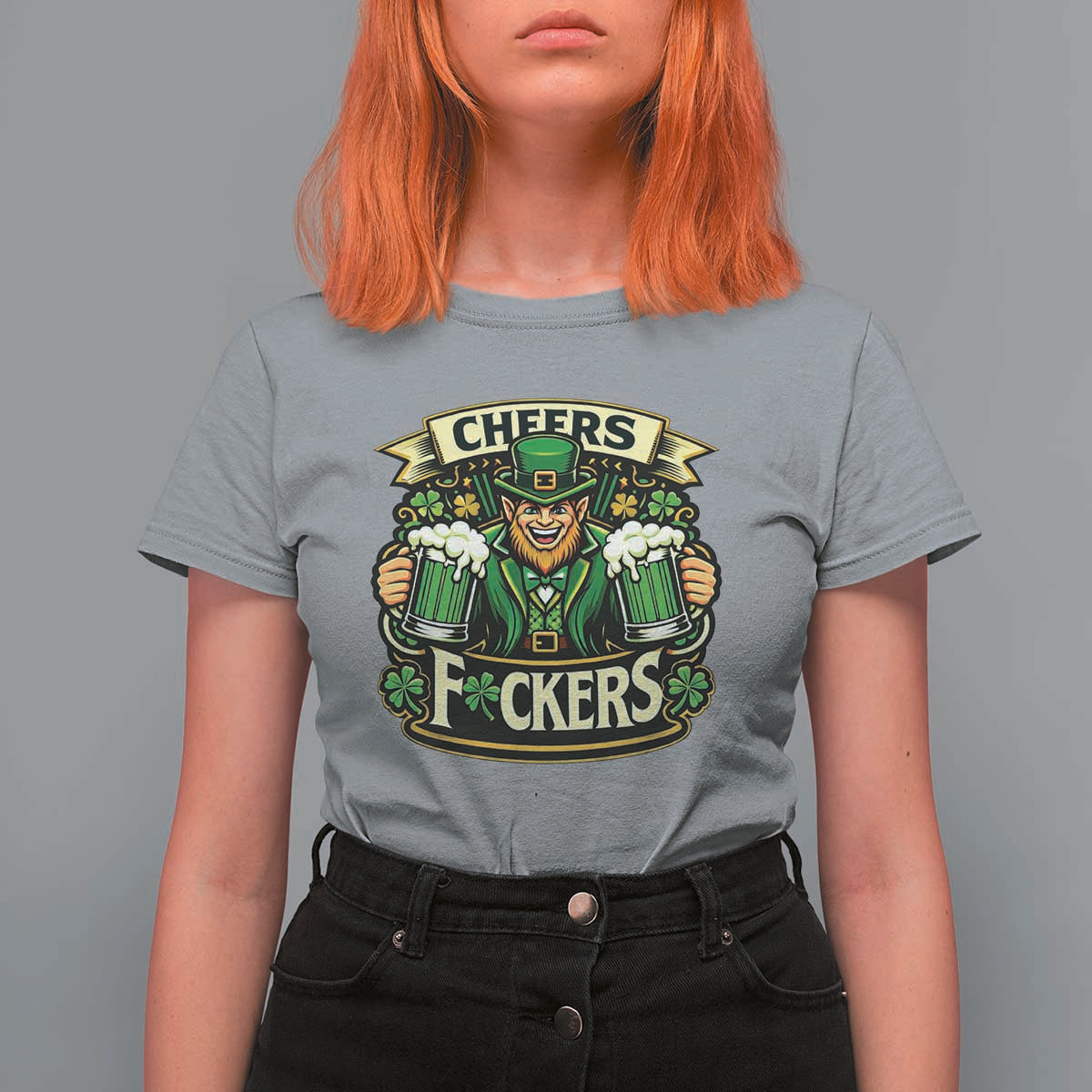 Cheers Fckers T Shirt For Women Funny Leprechaun St Patricks Day Party