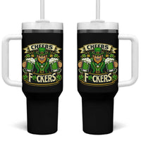 Cheers Fckers Tumbler With Handle Funny Leprechaun St Patricks Day Party