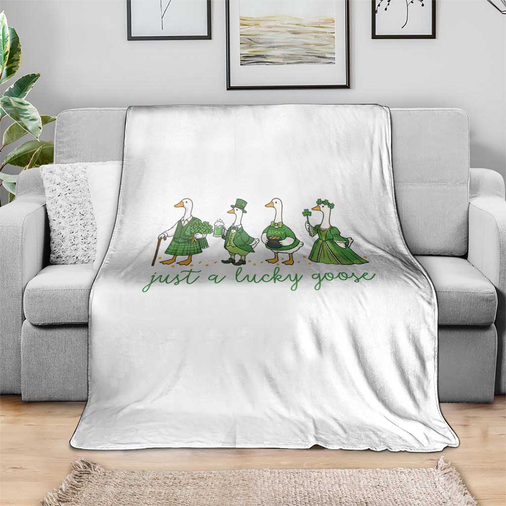 Just A Lucky Goose Throw Blanket Funny St Patricks Day Irish Gift