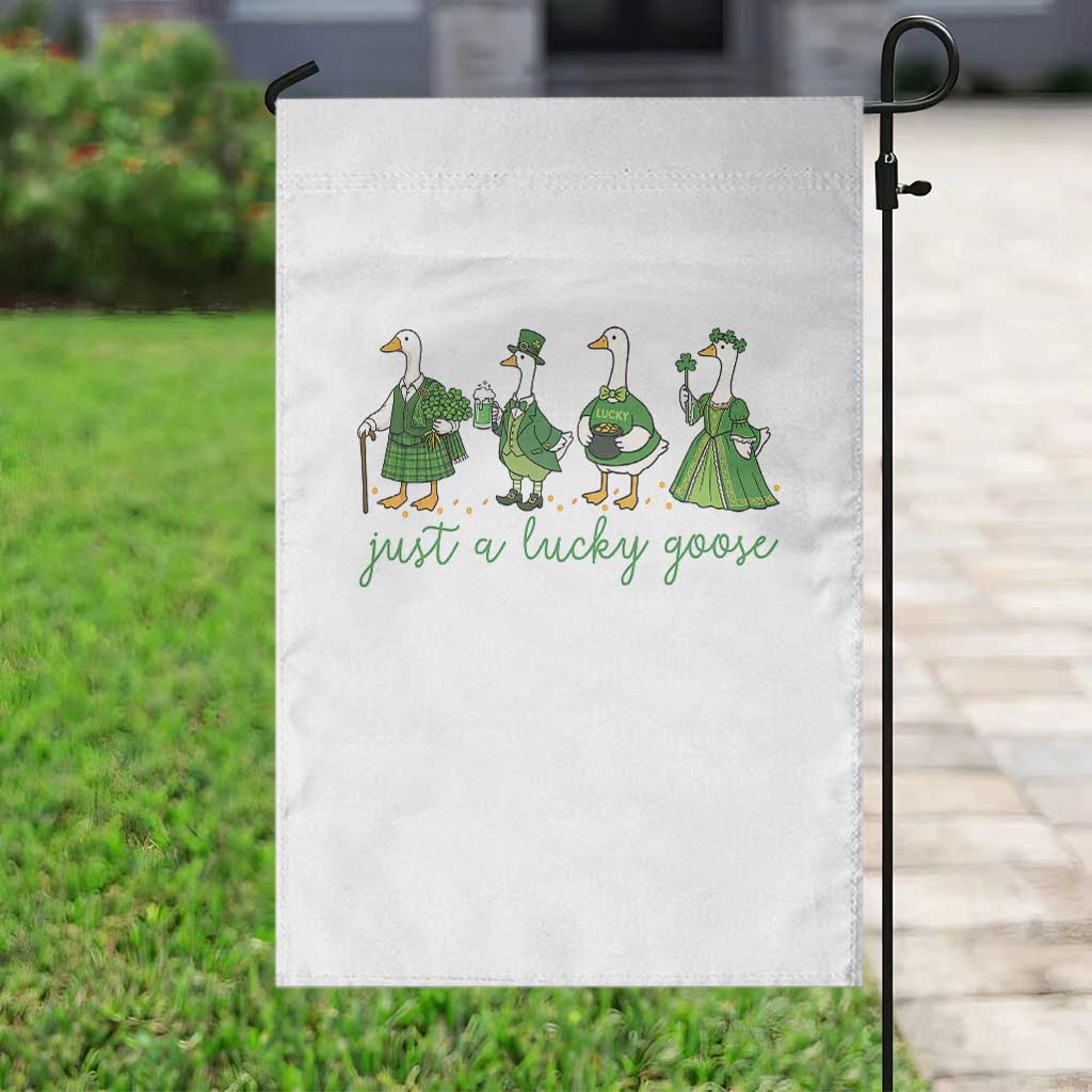 Just A Lucky Goose Garden Flag Funny St Patricks Day Irish Gift