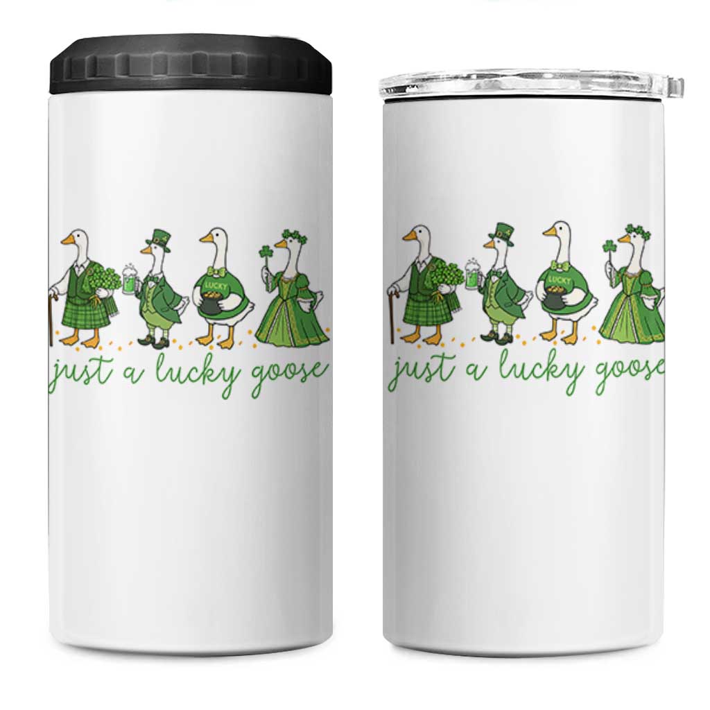 Just A Lucky Goose 4 in 1 Can Cooler Tumbler Funny St Patricks Day Irish Gift