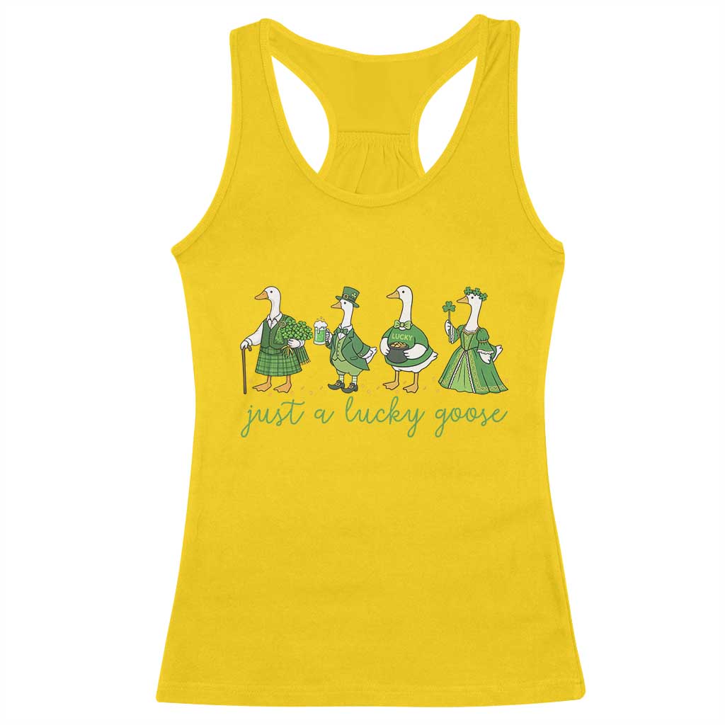 Just A Lucky Goose Racerback Tank Top Funny St Patricks Day Irish Gift