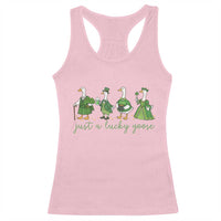 Just A Lucky Goose Racerback Tank Top Funny St Patricks Day Irish Gift