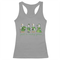 Just A Lucky Goose Racerback Tank Top Funny St Patricks Day Irish Gift