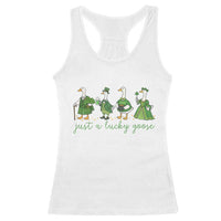 Just A Lucky Goose Racerback Tank Top Funny St Patricks Day Irish Gift