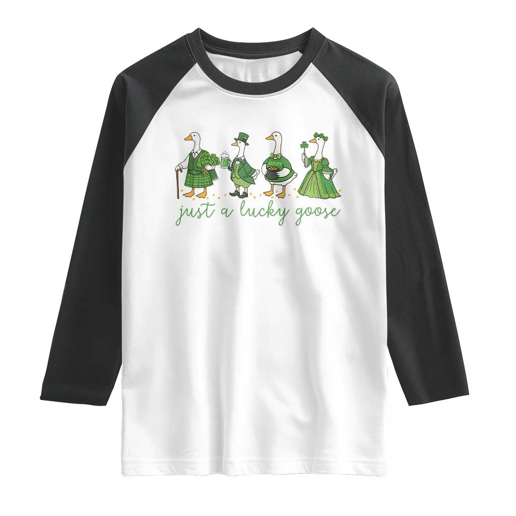 Just A Lucky Goose Raglan Shirt Funny St Patricks Day Irish Gift