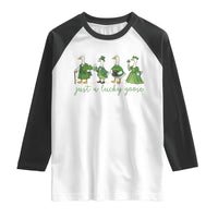 Just A Lucky Goose Raglan Shirt Funny St Patricks Day Irish Gift