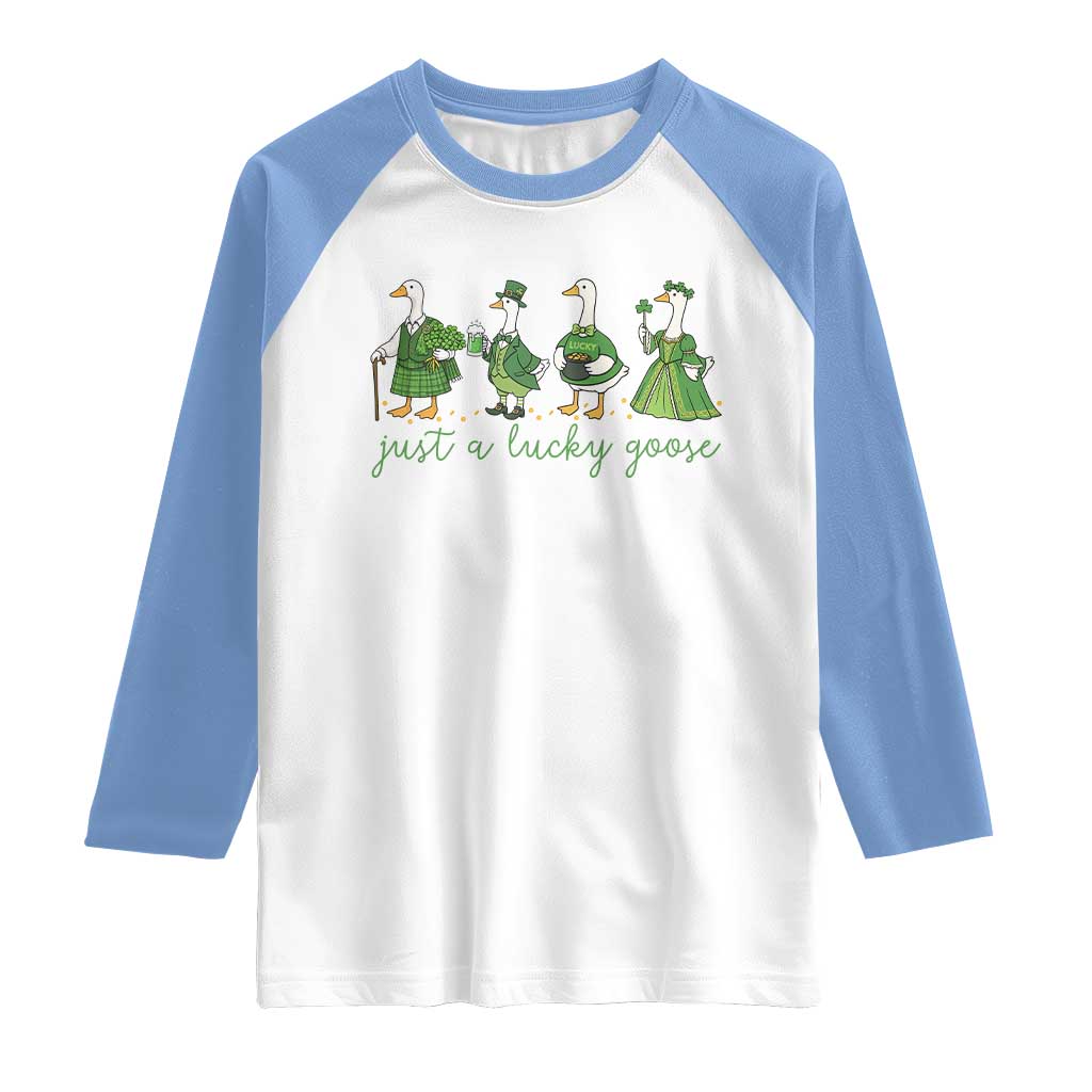 Just A Lucky Goose Raglan Shirt Funny St Patricks Day Irish Gift