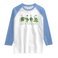 Just A Lucky Goose Raglan Shirt Funny St Patricks Day Irish Gift
