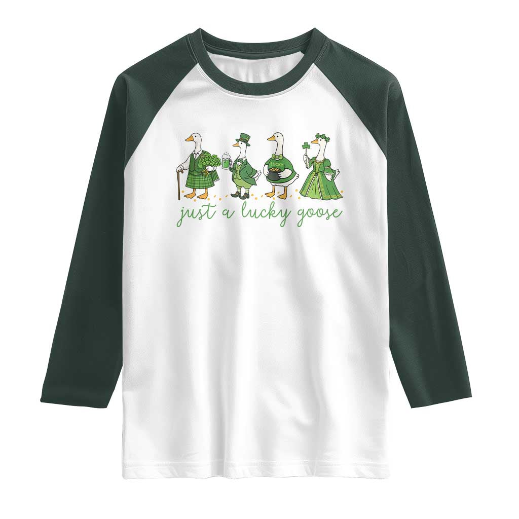 Just A Lucky Goose Raglan Shirt Funny St Patricks Day Irish Gift