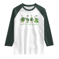 Just A Lucky Goose Raglan Shirt Funny St Patricks Day Irish Gift