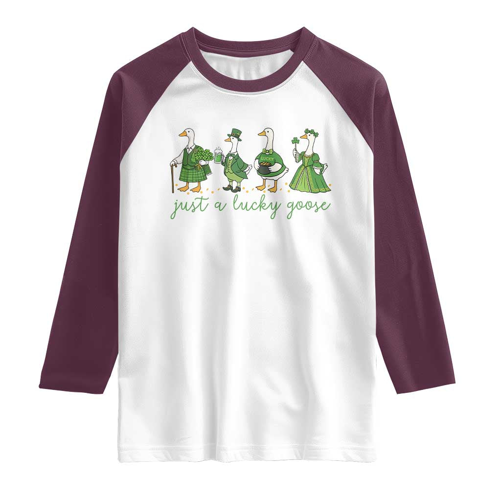 Just A Lucky Goose Raglan Shirt Funny St Patricks Day Irish Gift