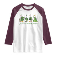 Just A Lucky Goose Raglan Shirt Funny St Patricks Day Irish Gift