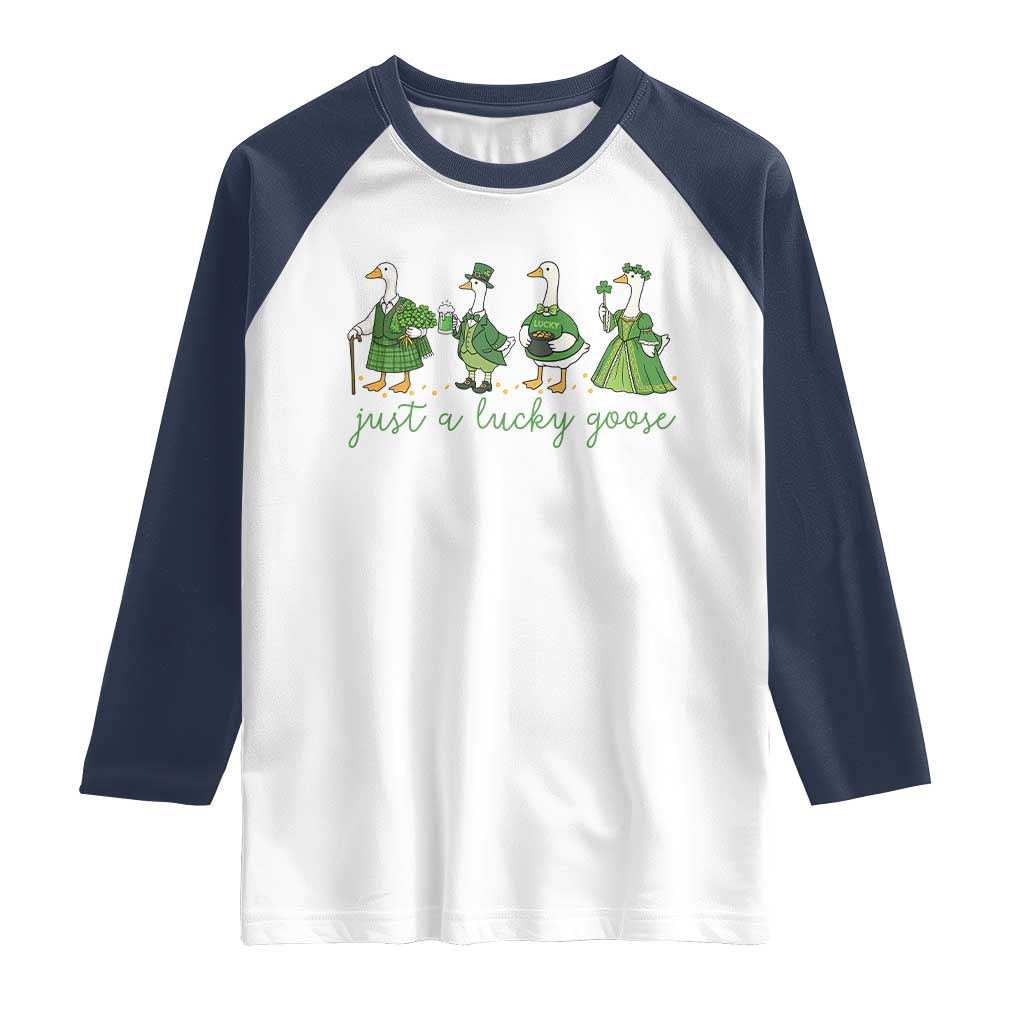 Just A Lucky Goose Raglan Shirt Funny St Patricks Day Irish Gift