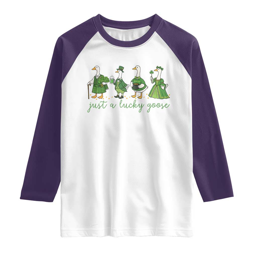 Just A Lucky Goose Raglan Shirt Funny St Patricks Day Irish Gift