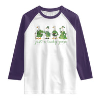 Just A Lucky Goose Raglan Shirt Funny St Patricks Day Irish Gift