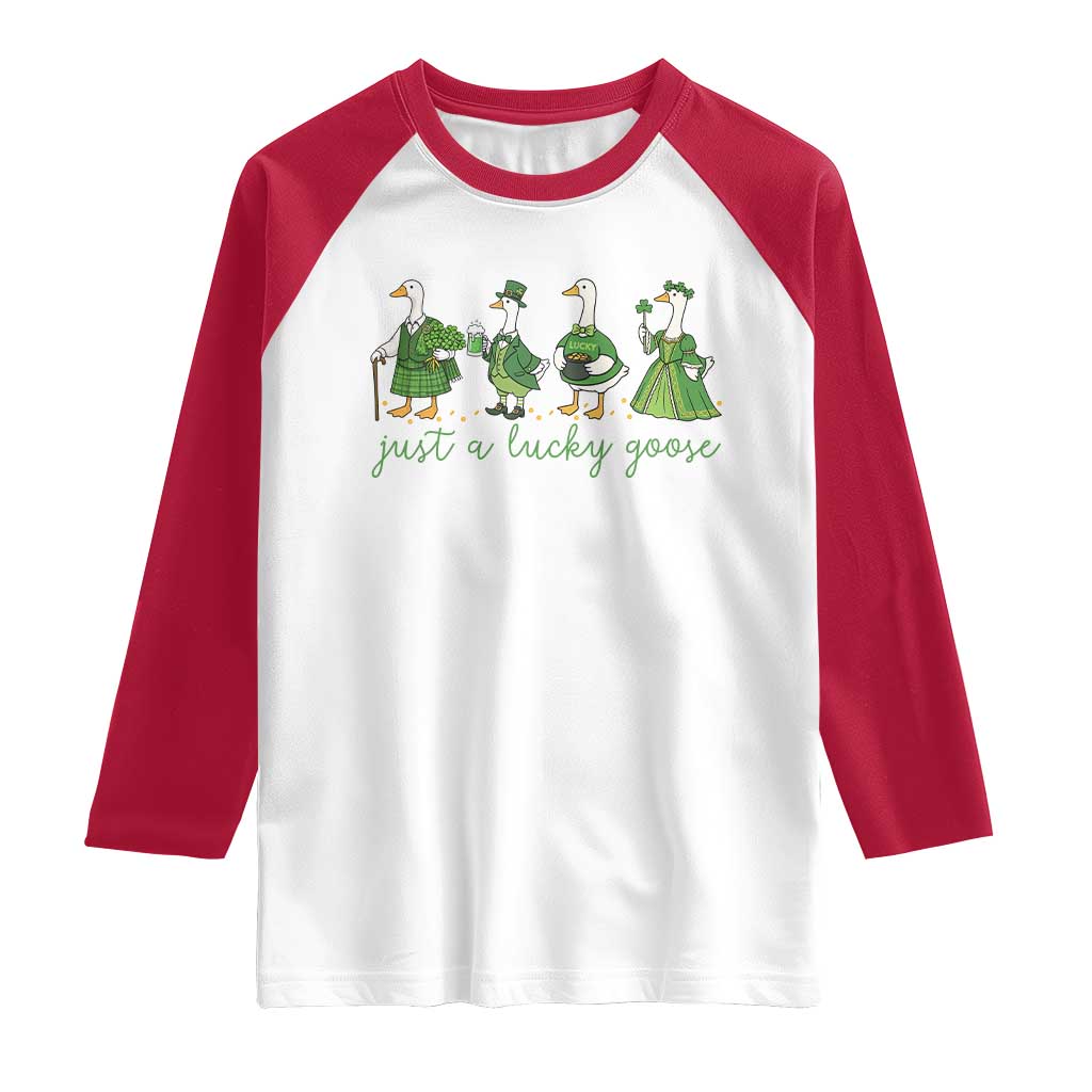 Just A Lucky Goose Raglan Shirt Funny St Patricks Day Irish Gift