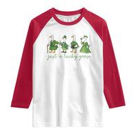 Just A Lucky Goose Raglan Shirt Funny St Patricks Day Irish Gift